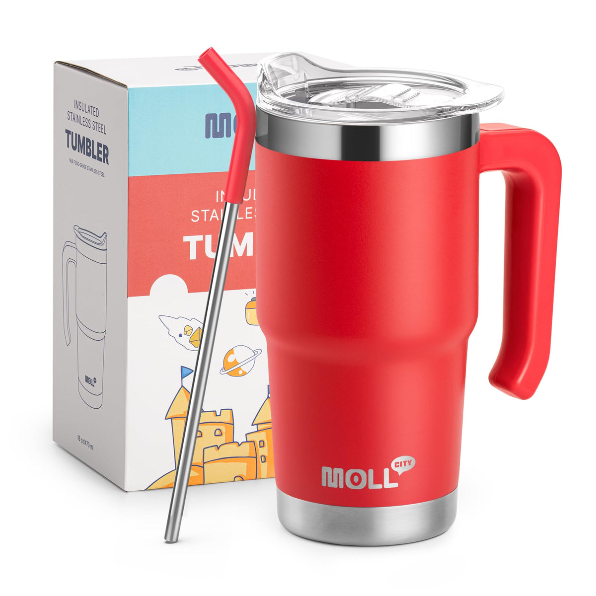 Kids 16 oz Tumbler with Handle, Stainless Steel Vacuum Insulated Water Cup