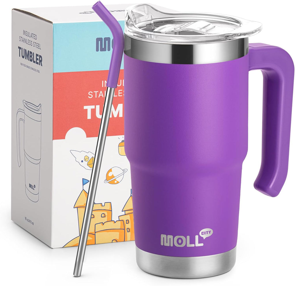 Kids 16 oz Tumbler with Handle, Stainless Steel Vacuum Insulated Water Cup