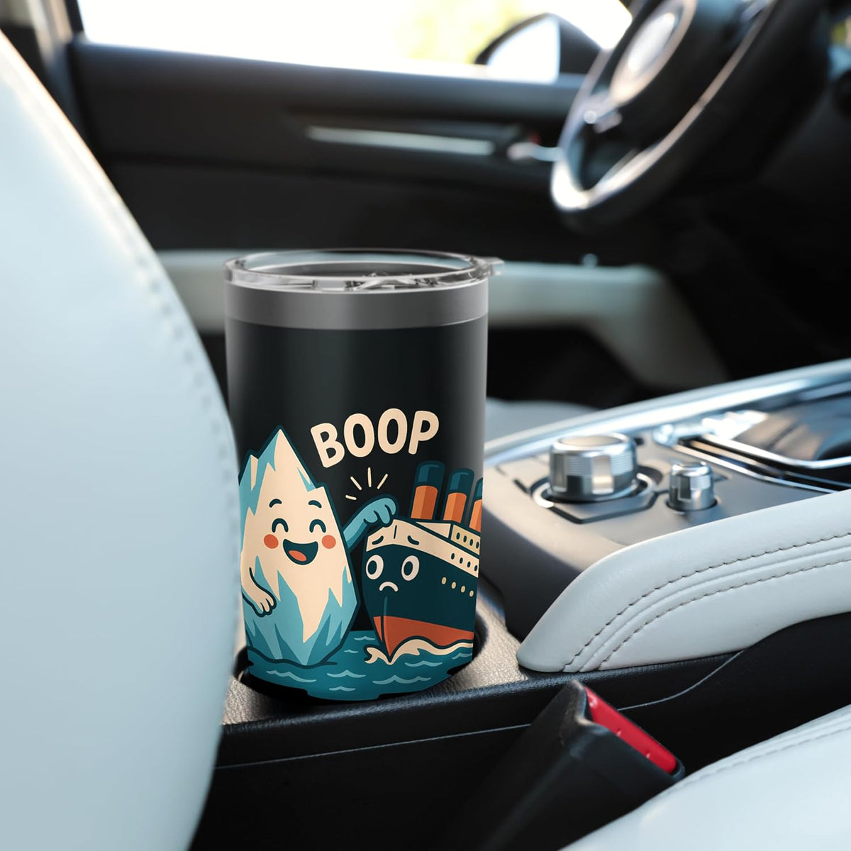 Iceberg Booping Titanic Cute Nautical Cartoon Stainless Steel Insulated Tumbler