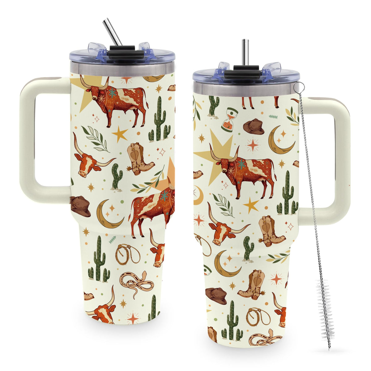 40oz Cats Tumbler Gifts for Women, Cute Cat Water Bottle with Handle & Straw