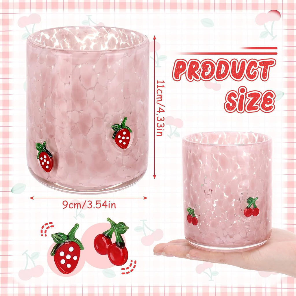 2 Pcs 14 oz Strawberry Cherry Icon Juice Glass Fruit Party Supplies