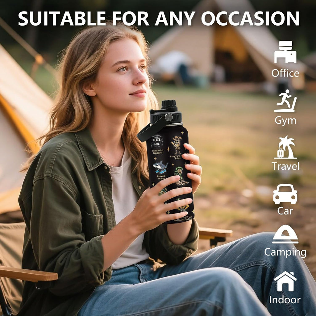 DUUV Insulated Funny Characters Water Bottle 32oz, Cute Animal Gifts Women