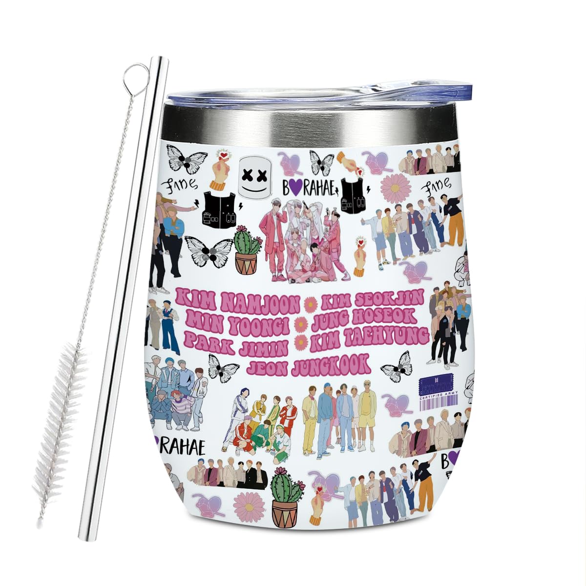 Cartoon Donkey Wine Tumbler, 12 oz Tumbler with Lid, Straw Insulated Wine Glass Stainless Steel Travel Coffee Mug, Cartoon Character Lover Gifts for Women Men Movie Fans Female Christmas Birthday