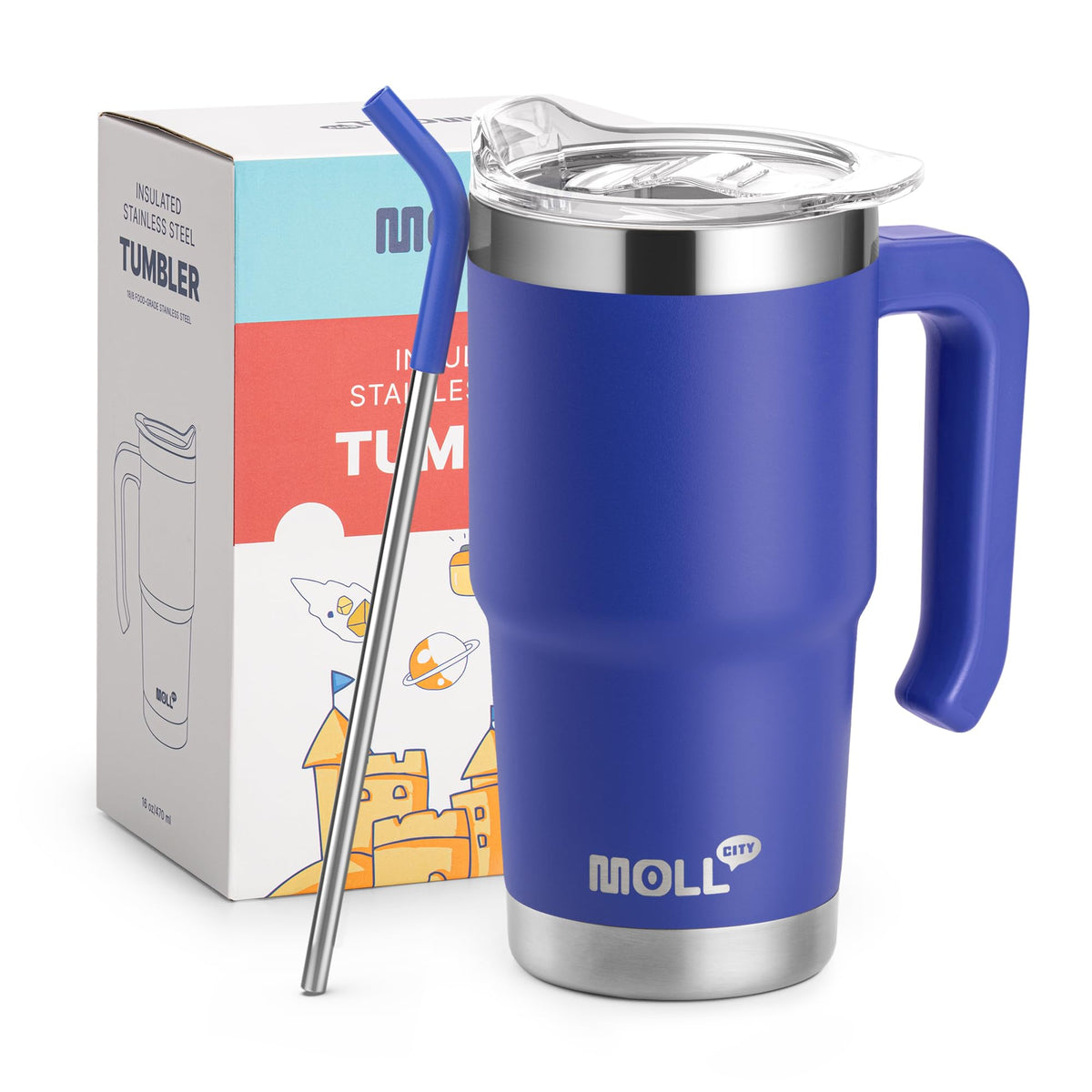 Kids 16 oz Tumbler with Handle, Stainless Steel Vacuum Insulated Water Cup