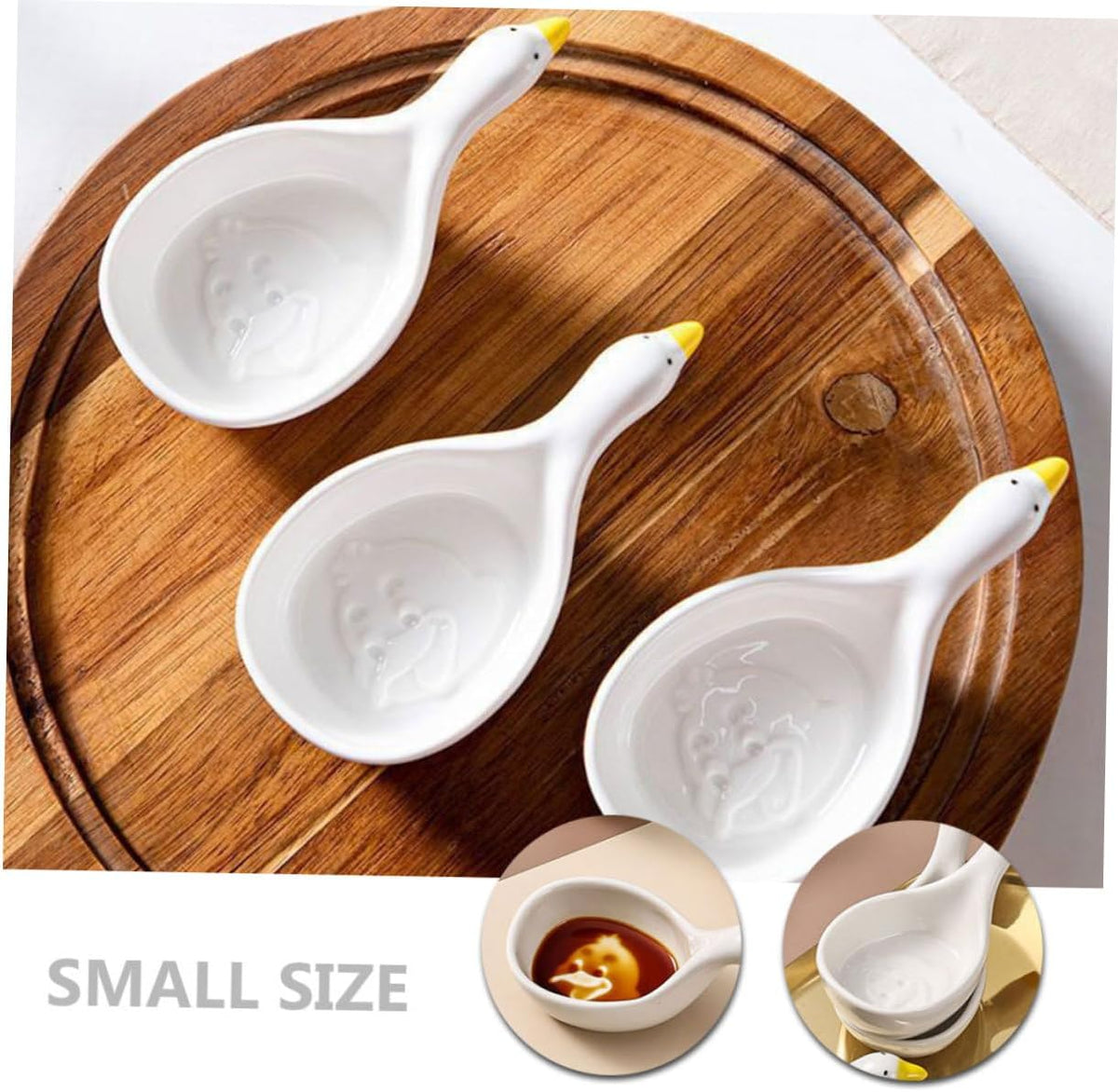 Cartoon Dip Dish Serving Key Platter Dish Tiny Bowl Soy Sauce Bowl Appetizers Plate Soy Sauce Holder Cartoon Dip Plates White Ceramics