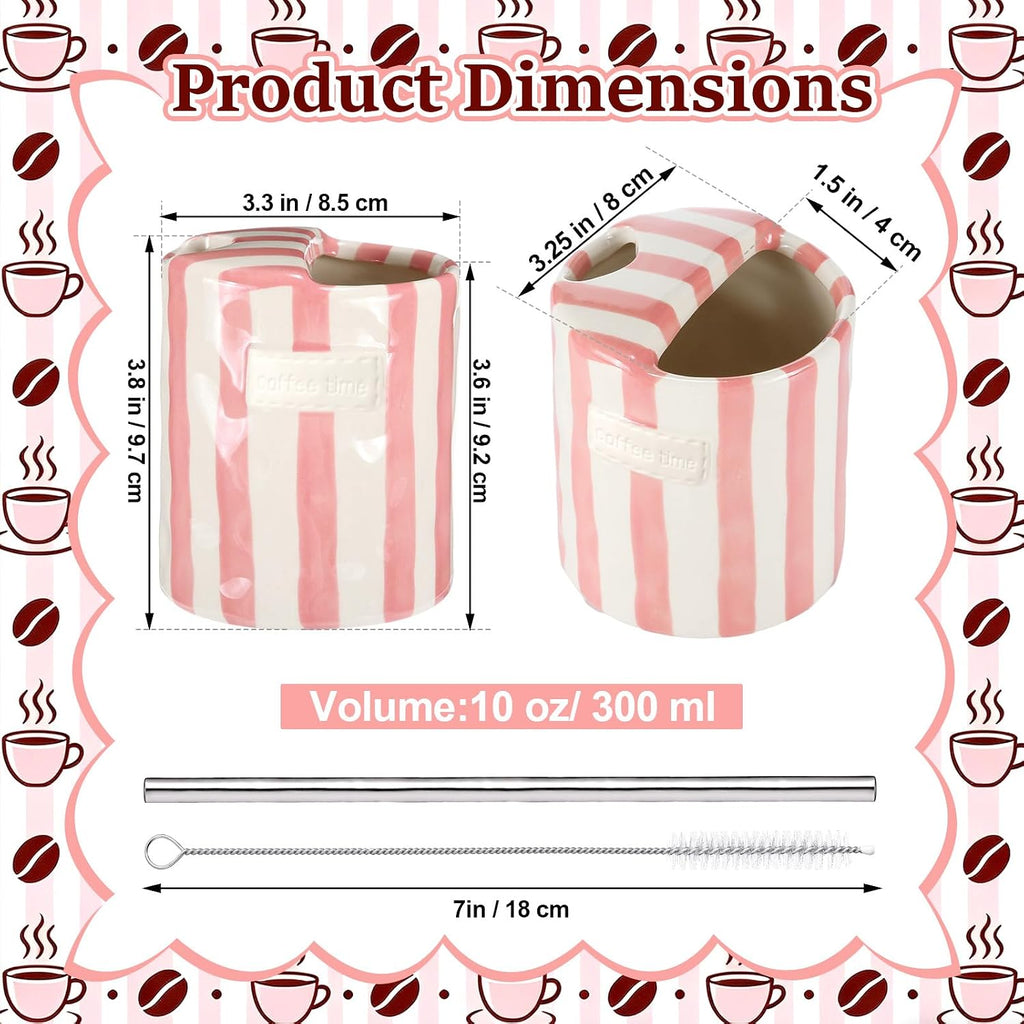 1 Pack Ceramic Coffee Mug with Sip Hole, Simple, Pink