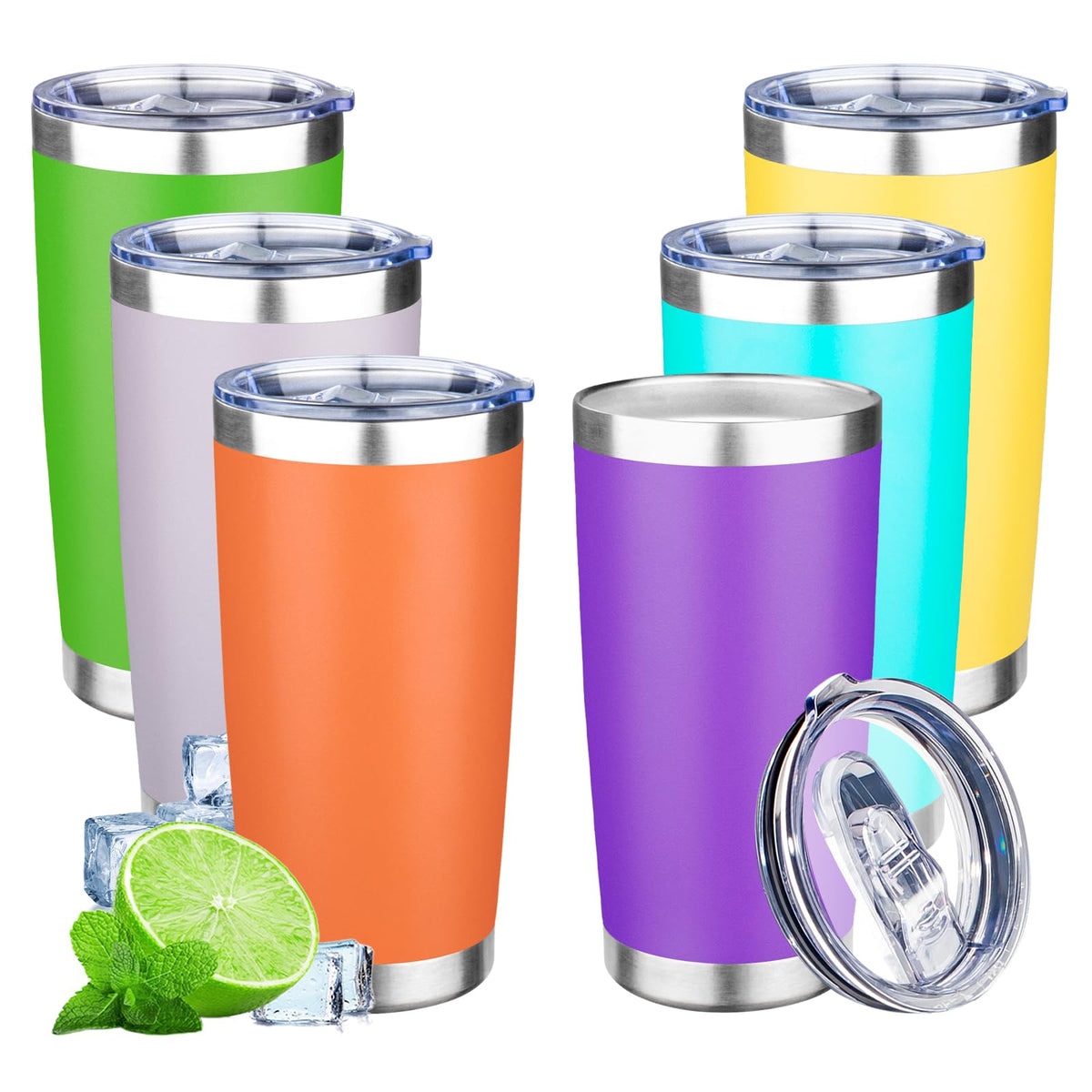 20oz Tumbler with Lid Double Wall Vacuum Insulated Travel Coffee Mug Stainless Steel Thermal Cup Powder Coated Sturdy Coffee Tumbler Bulk for Hot and Cold Beverage (Pink,1)