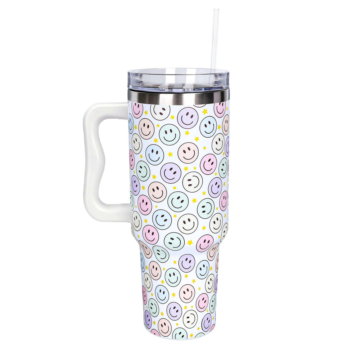Whaline 40 Oz Cartoon Sponge Tumbler with Handle Straw and Lid Ocean Themed Travel Tumbler Flower Bubble Jellyfish Coffee Cup for Friend Summer Holiday Birthday Party Favors
