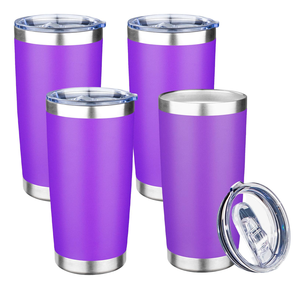 20oz Tumbler with Lid Double Wall Vacuum Insulated Travel Coffee Mug Stainless Steel Thermal Cup Powder Coated Sturdy Coffee Tumbler Bulk for Hot and Cold Beverage (Pink,1)