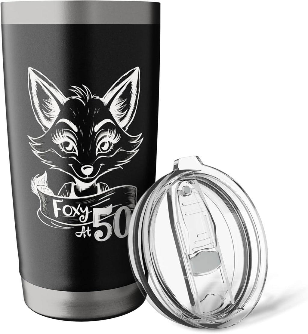 Foxy At 50 Happy 50th Birthday Celebrating Fifty Years Women Stainless Steel Insulated Tumbler