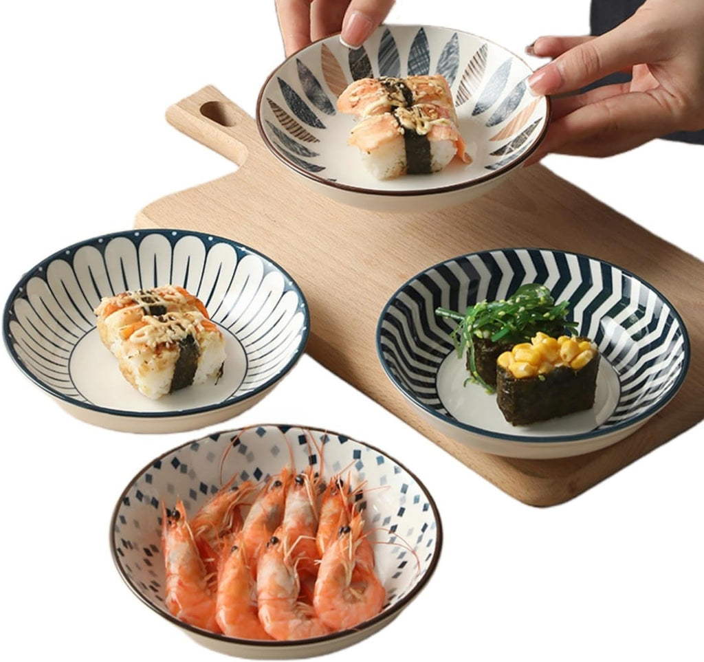 6 inch 4 Pack Cute Japanese Style Ceramic Candy Bowls