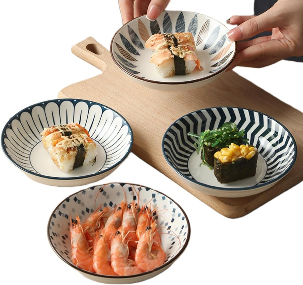 6 inch 4 Pack Cute Japanese Style Ceramic Candy Bowls