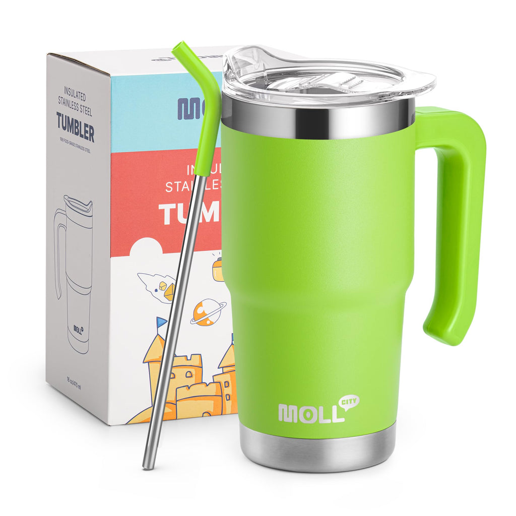 Kids 16 oz Tumbler with Handle, Stainless Steel Vacuum Insulated Water Cup
