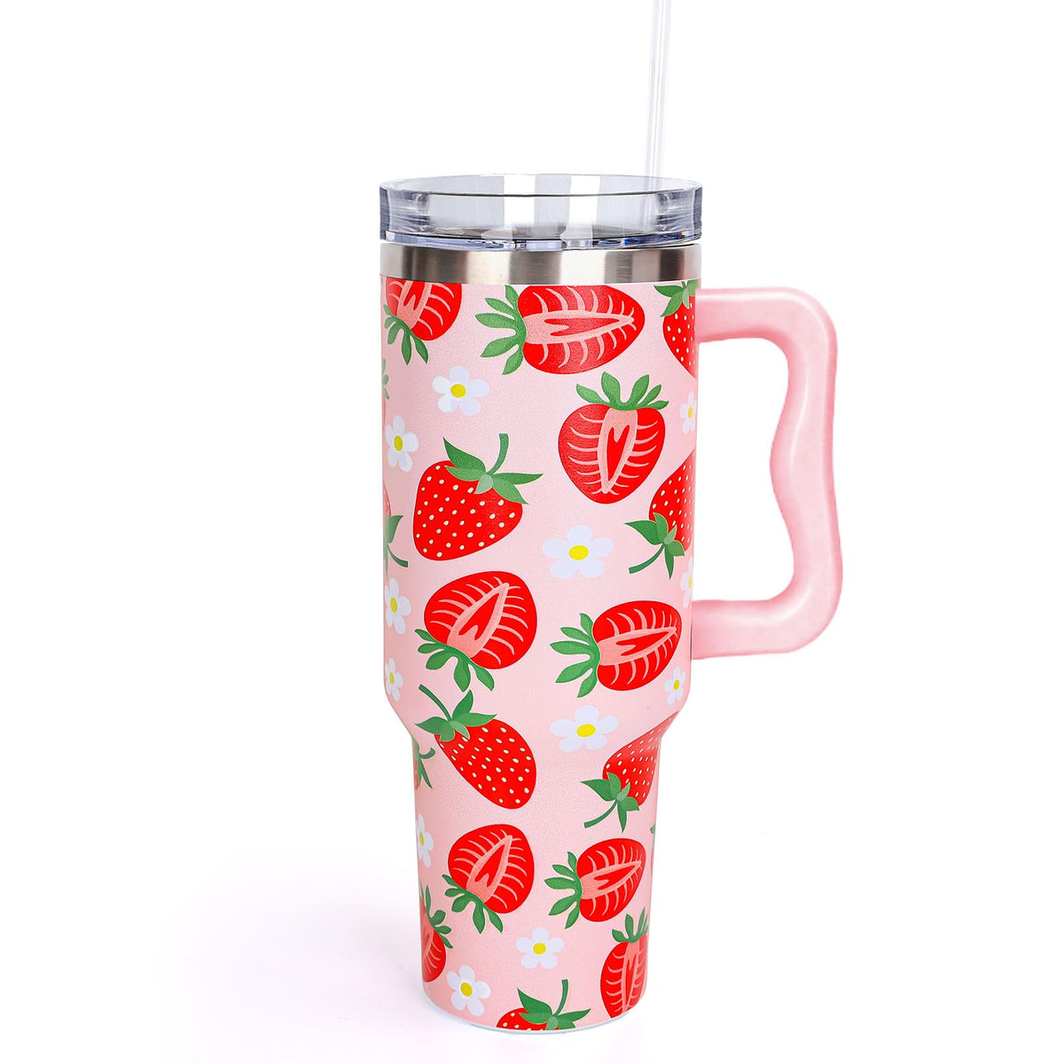 Whaline 40 Oz Cartoon Sponge Tumbler with Handle Straw and Lid Ocean Themed Travel Tumbler Flower Bubble Jellyfish Coffee Cup for Friend Summer Holiday Birthday Party Favors