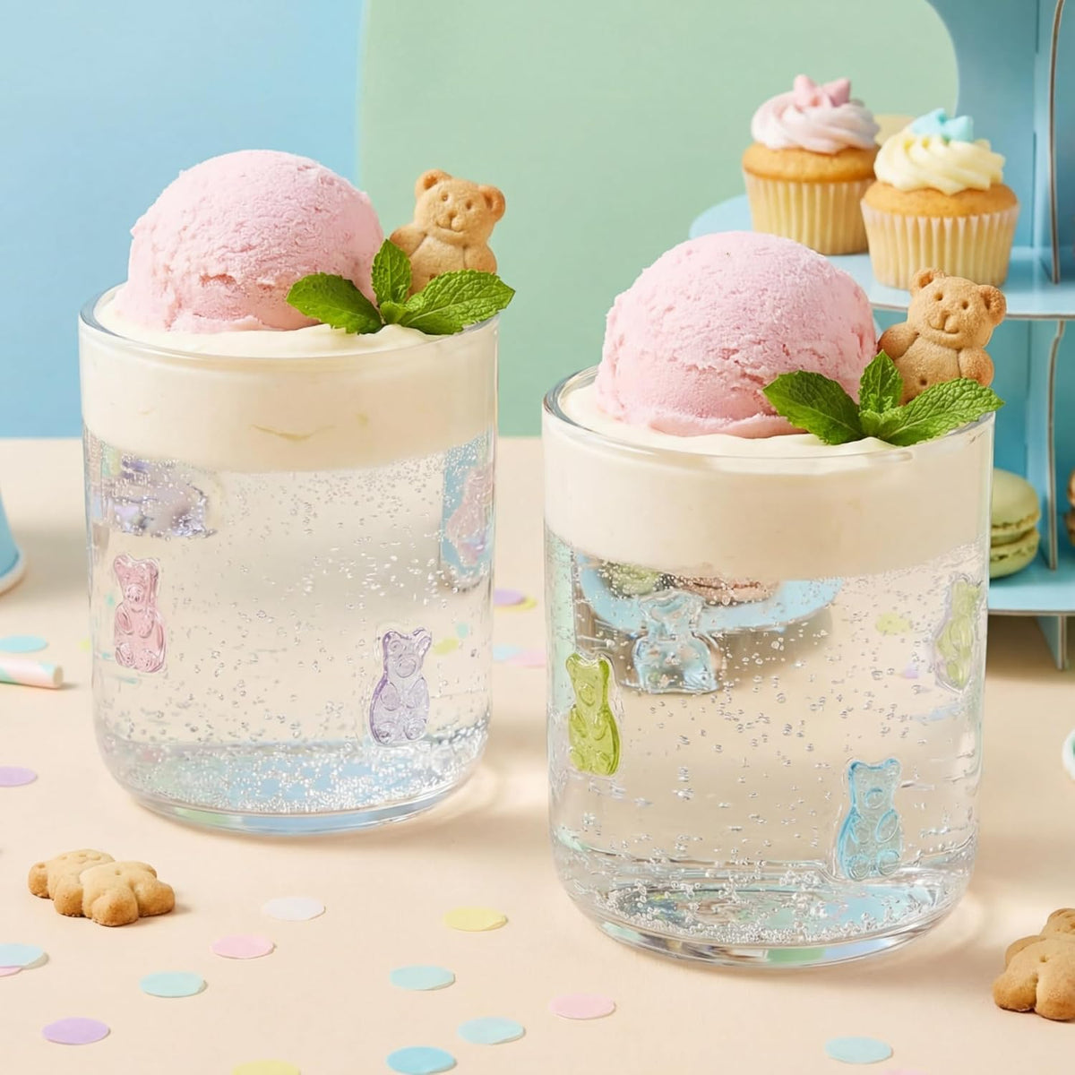 SiliFine 2 Pcs Candy Bear Icon Juice Glasses