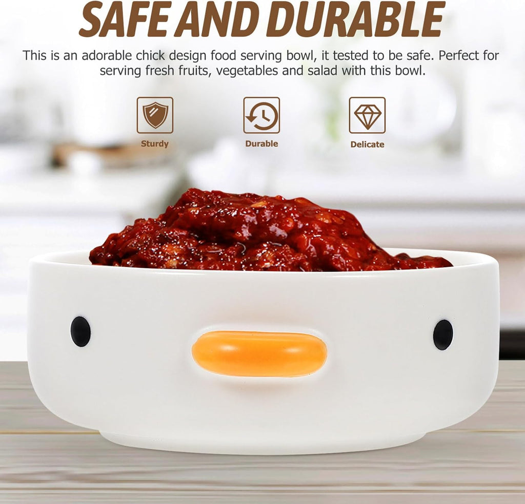 Luxshiny Ceramic Chick Design Dessert Bowl 3.54In Multi-Function Household Food Bowl Small Cute Sauce Dish for Snacks Appetizers Serving