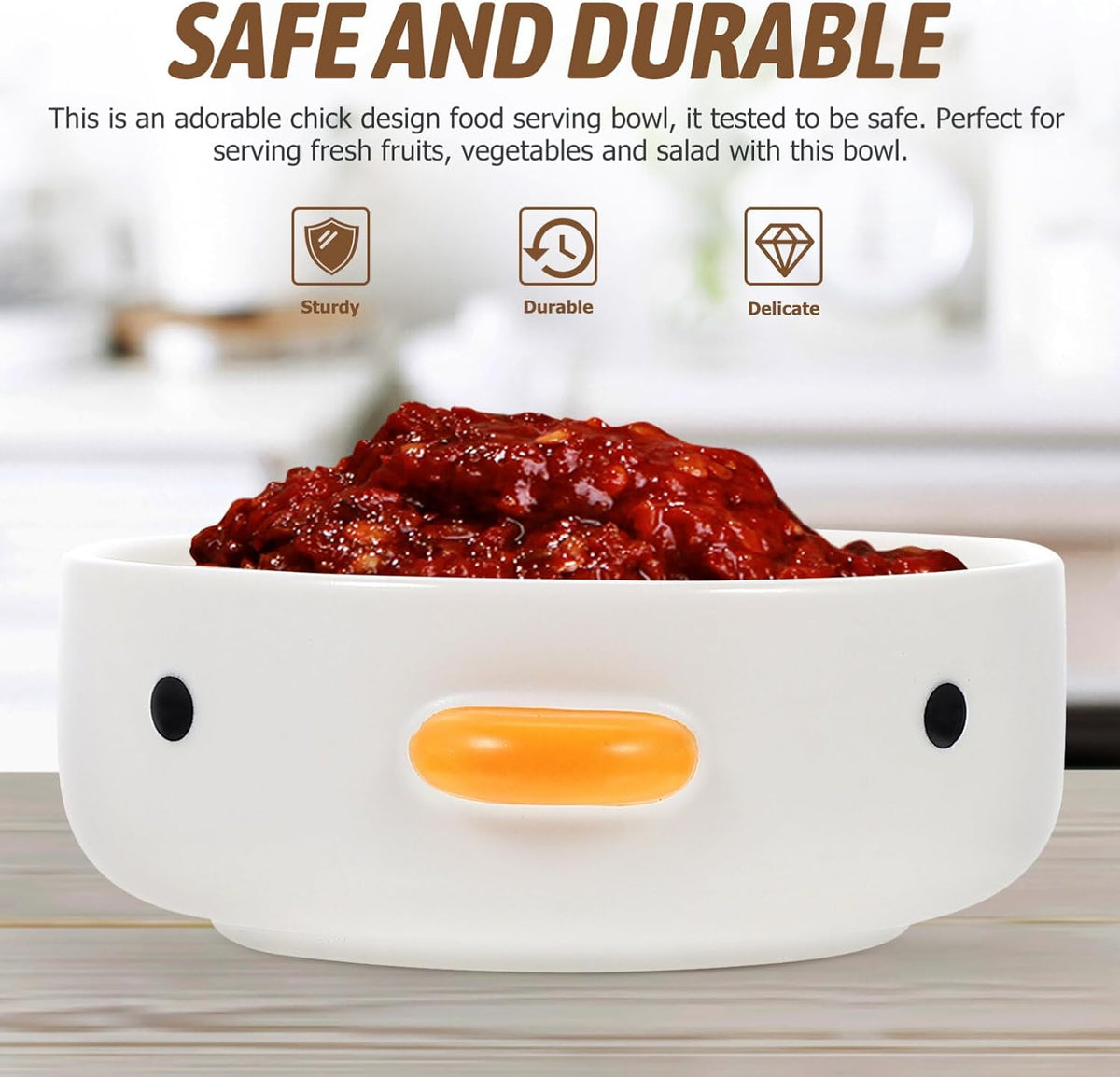 Luxshiny Ceramic Chick Design Dessert Bowl 3.54In Multi-Function Household Food Bowl Small Cute Sauce Dish for Snacks Appetizers Serving