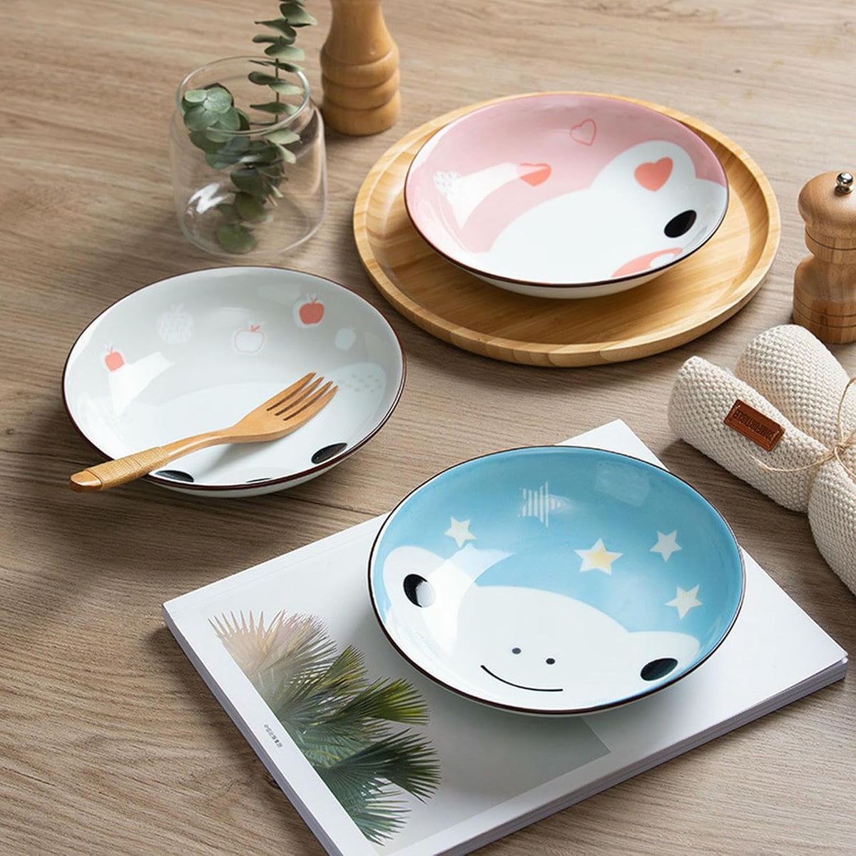 Japanese-style household glazed delicate fresh ceramic cartoon creative dish plate - cartoon bear plate