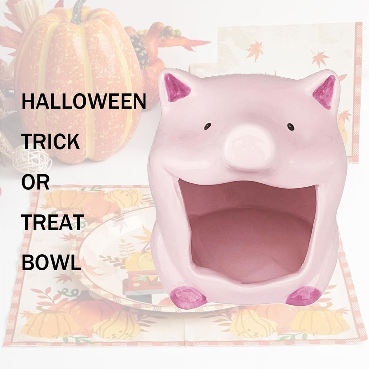 Ceramic Pig Shaped Candy Bowl, Cute Tabletop Storage Dish for Home Office