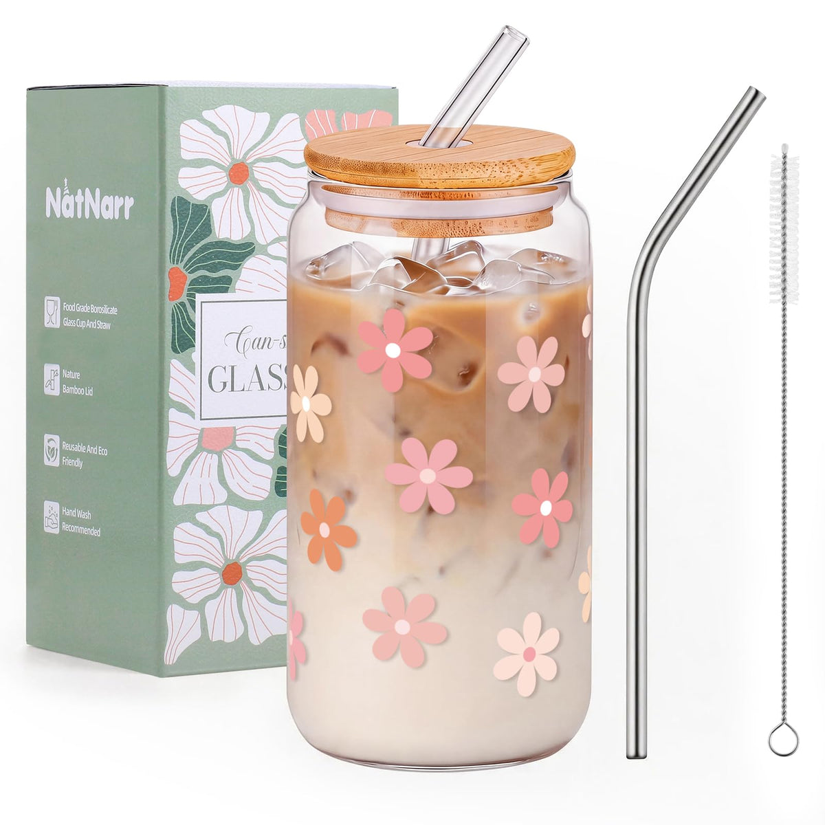 Black Bow Glass Cup with Lids And Straws Cute Halloween Gifts for Women