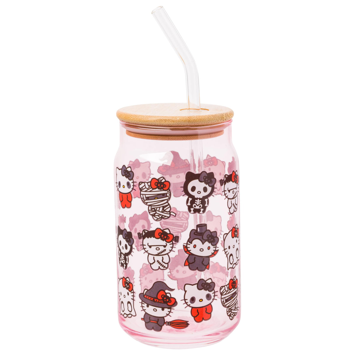 Silver Buffalo Sanrio Hello Kitty Waving Design Print, Glass Tumbler, 16oz