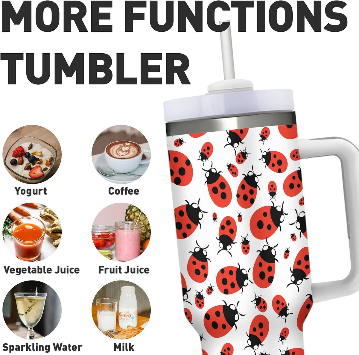 Red Ladybugs Vacuum Insulated Travel Tumbler 40 oz (1200 ml)