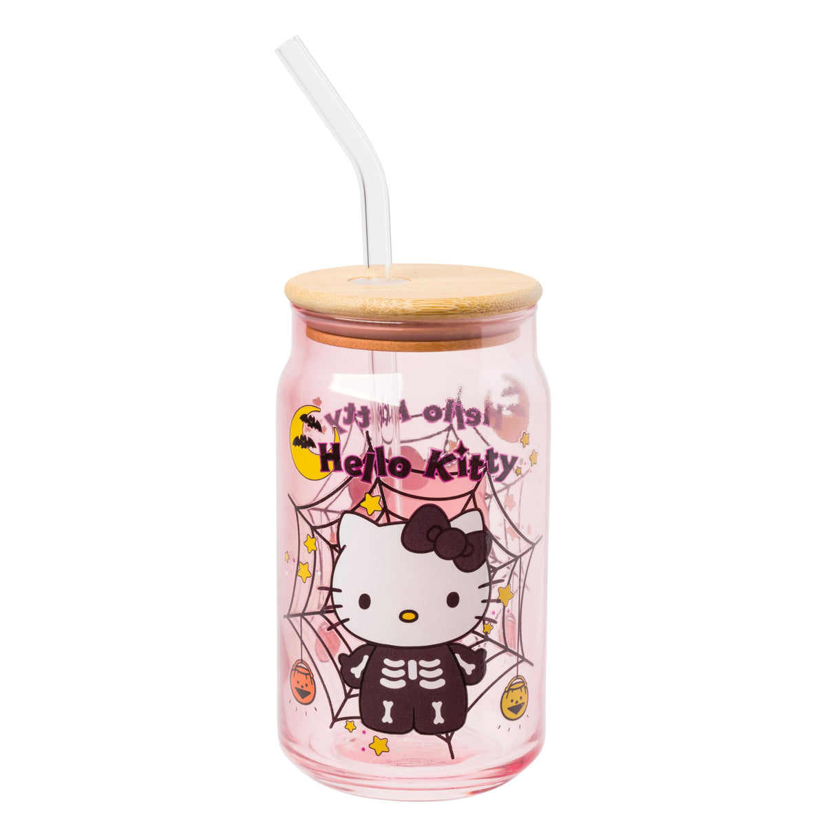 Silver Buffalo Sanrio Hello Kitty Waving Design Print, Glass Tumbler, 16oz