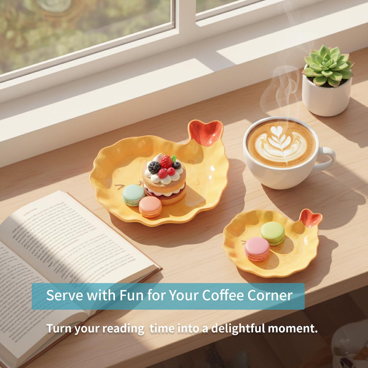 Cute Ceramic Serving Tray and Appetizer Plates with Shrimp Cartoon Design - Decorative Dish for Home, Snack and Fruit Display, 9 inch (Shrimp Tray)