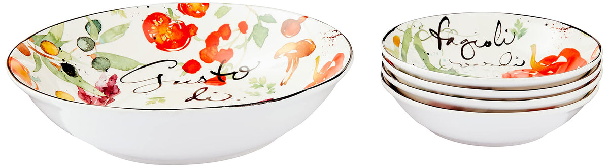 Certified International Corp Certified International Melanzana Pasta Set, Multicolored, 5 Piece