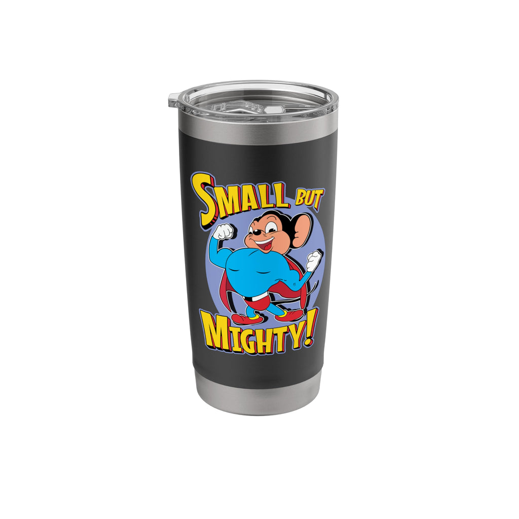 Superhero Mouse Cartoon in Cape Small But Mighty Superhero Stainless Steel Insulated Tumbler