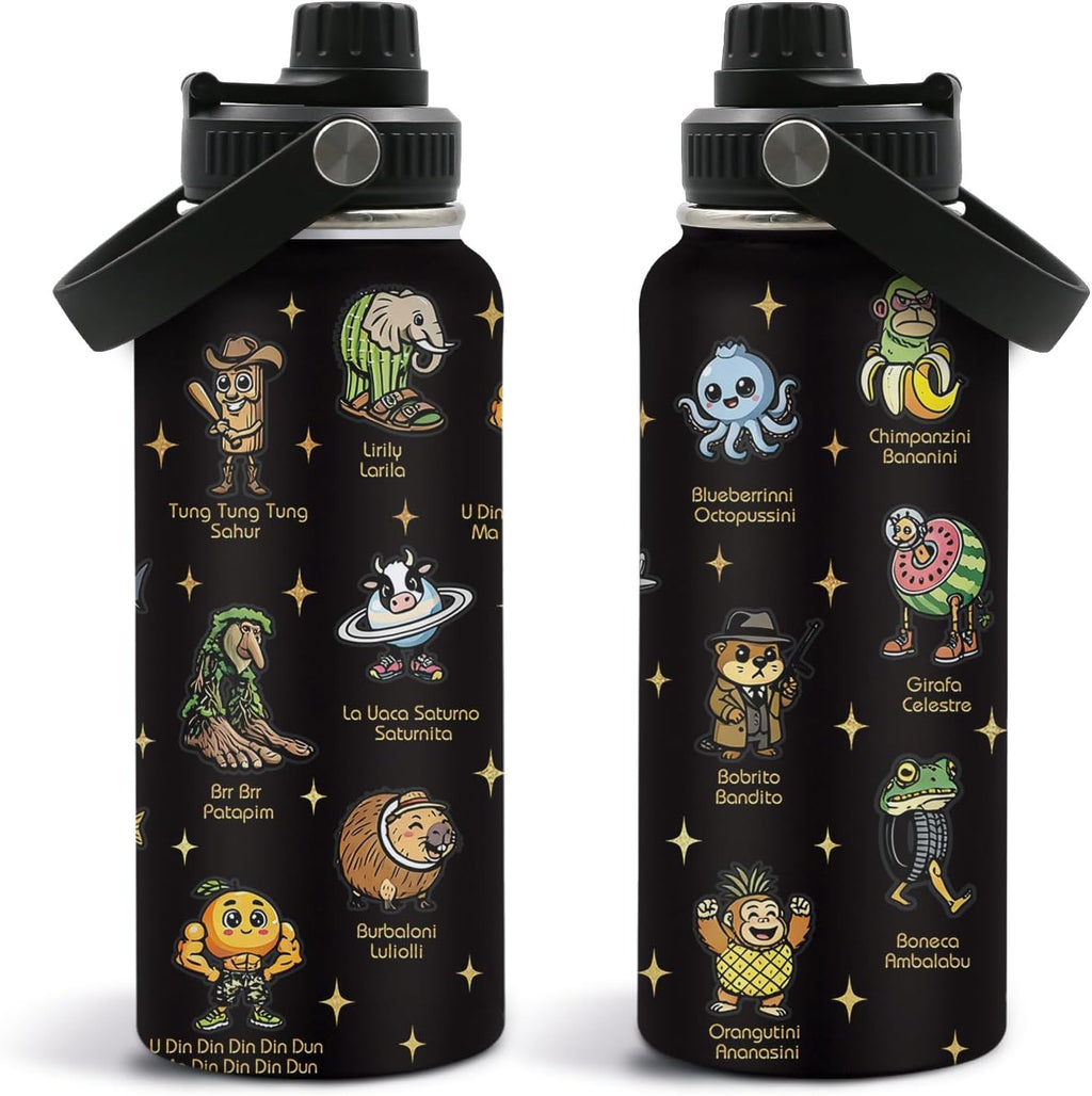 DUUV Insulated Funny Characters Water Bottle 32oz, Cute Animal Gifts Women