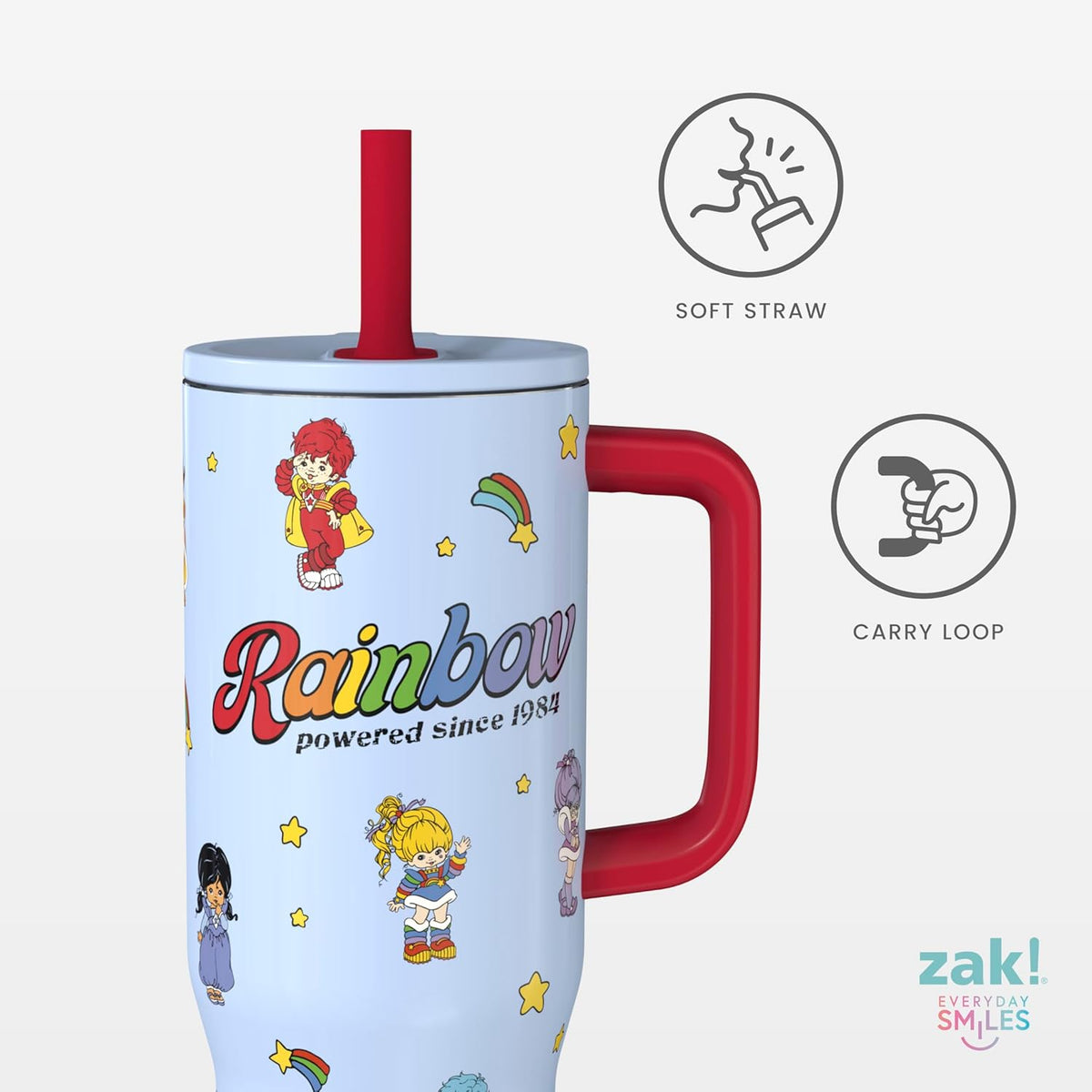 Zak Designs Rainbow Brite 30oz Spill-Proof Stainless Steel Travel Tumbler