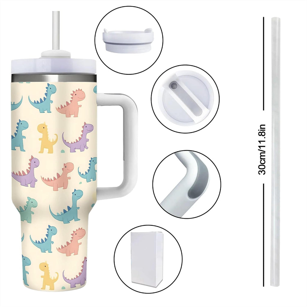 Cute Dinosaurs 40 Oz (1200 ml) Insulated Coffee Tumbler