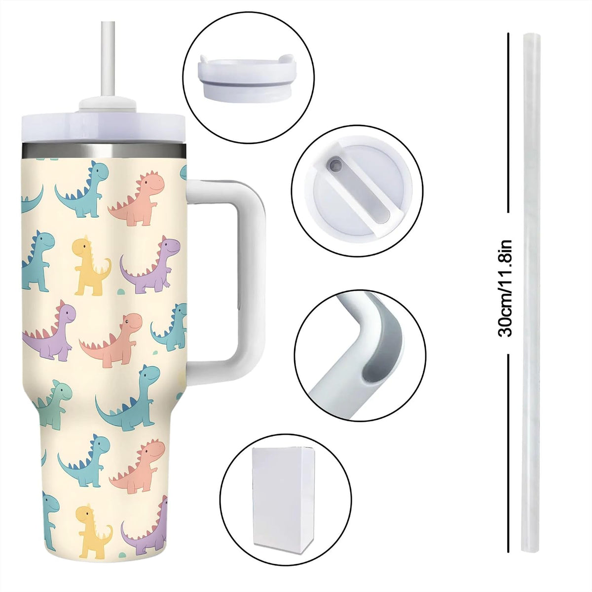 Cute Dinosaurs 40 Oz (1200 ml) Insulated Coffee Tumbler