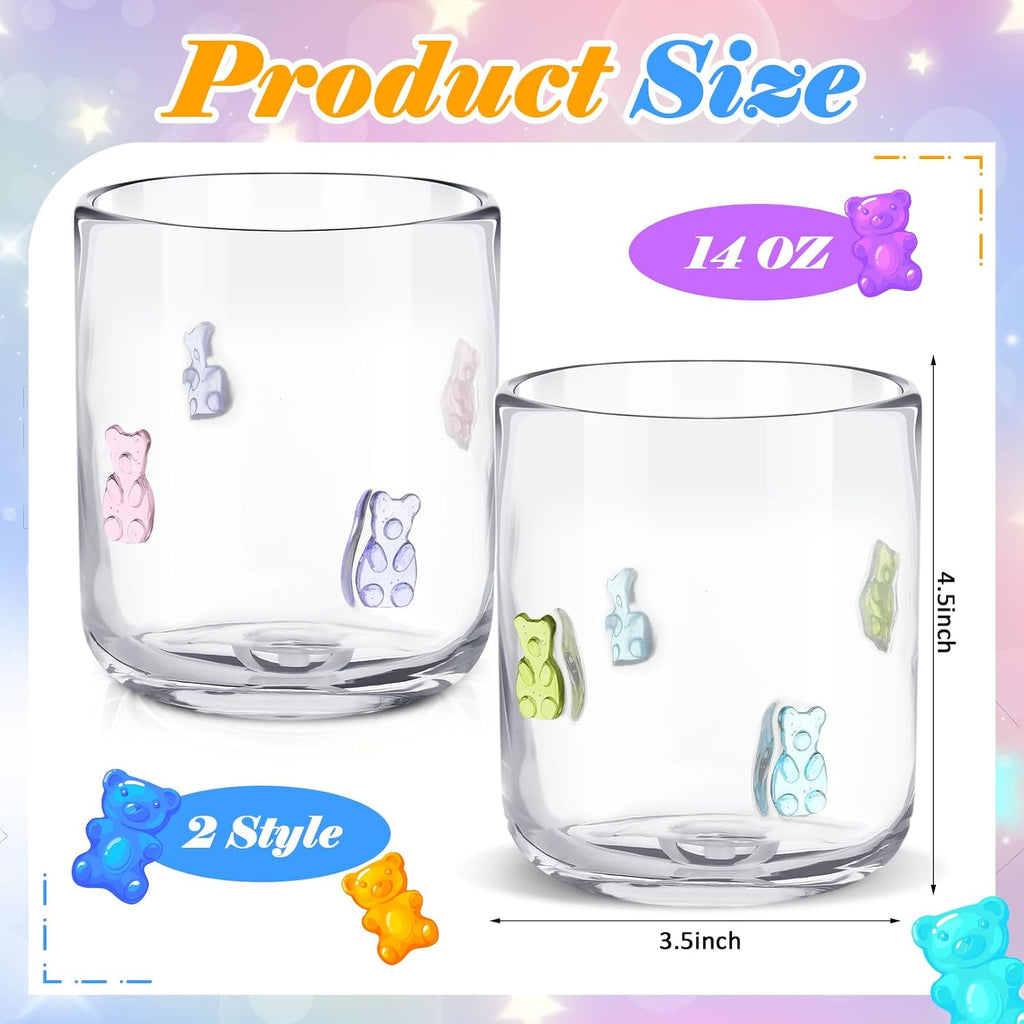 SiliFine 2 Pcs Candy Bear Icon Juice Glasses