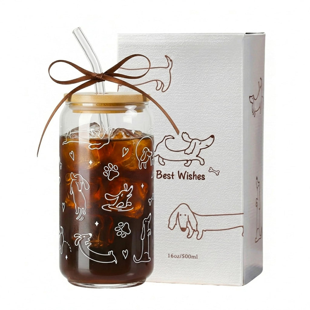 Highland Cow Gifts for Women, Glass Cups with Lid and Straw