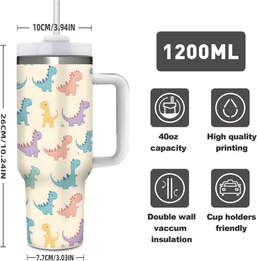 Cute Dinosaurs 40 Oz (1200 ml) Insulated Coffee Tumbler
