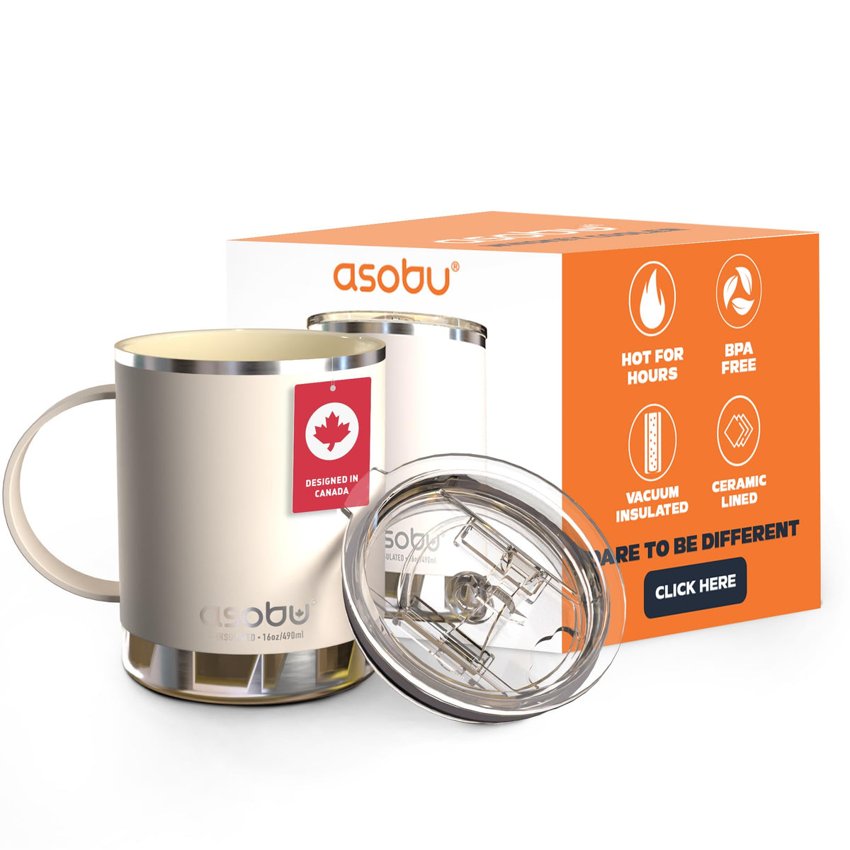asobu Extra Large Travel Explorer Tumbler for Hot and Cold with Stainless Steel Removable Coffee Mug Sleeve - Straw and Flip Open Sip Spout, 34 oz / 25 oz (Basil Green)