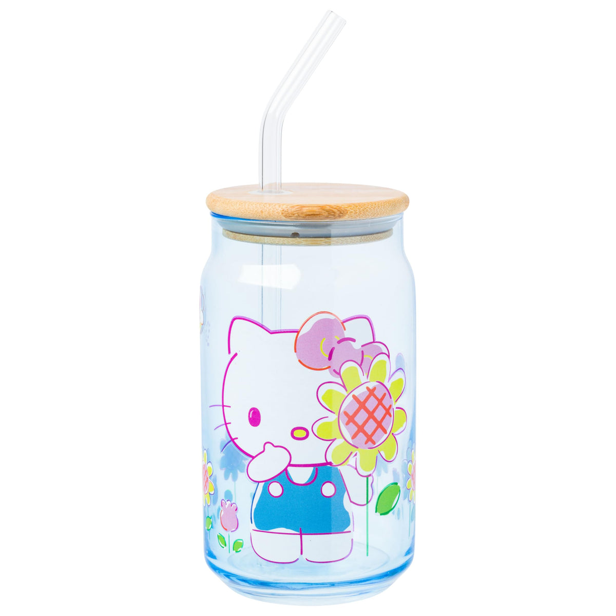 Silver Buffalo Sanrio Hello Kitty Waving Design Print, Glass Tumbler, 16oz