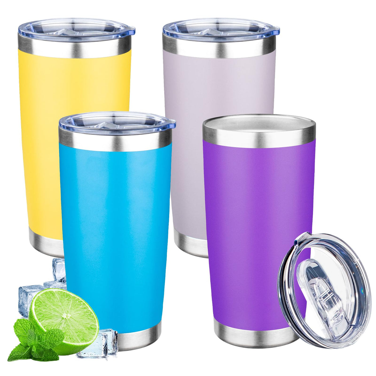 20oz Tumbler with Lid Double Wall Vacuum Insulated Travel Coffee Mug Stainless Steel Thermal Cup Powder Coated Sturdy Coffee Tumbler Bulk for Hot and Cold Beverage (Pink,1)