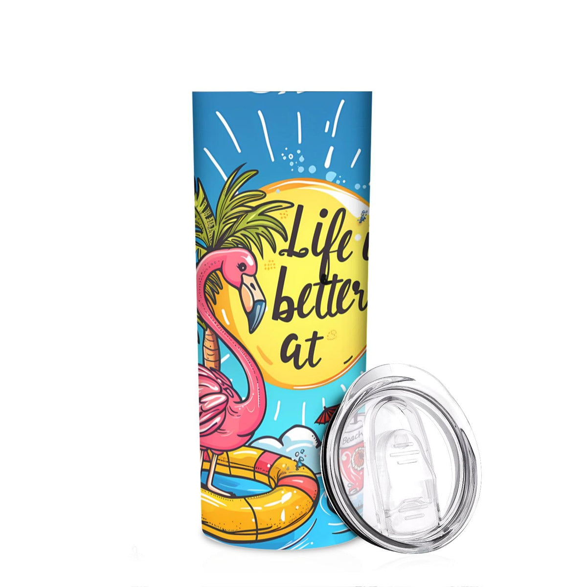 Cartoon Sharks 20 oz Insulated Skinny Tumbler with Lid and Straw, Cute Sea Animals Straight Tumblers Travel Coffee Cup for Men Women