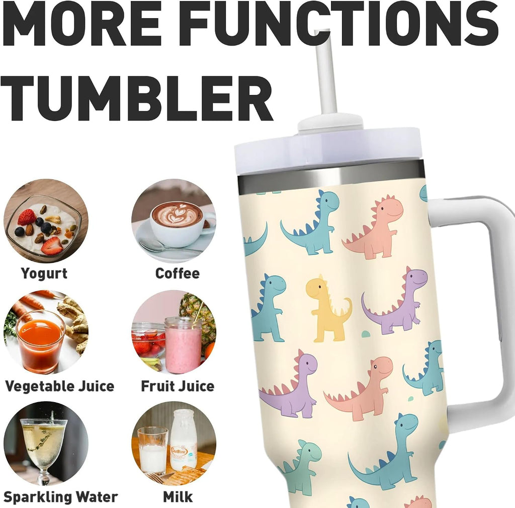 Cute Dinosaurs 40 Oz (1200 ml) Insulated Coffee Tumbler