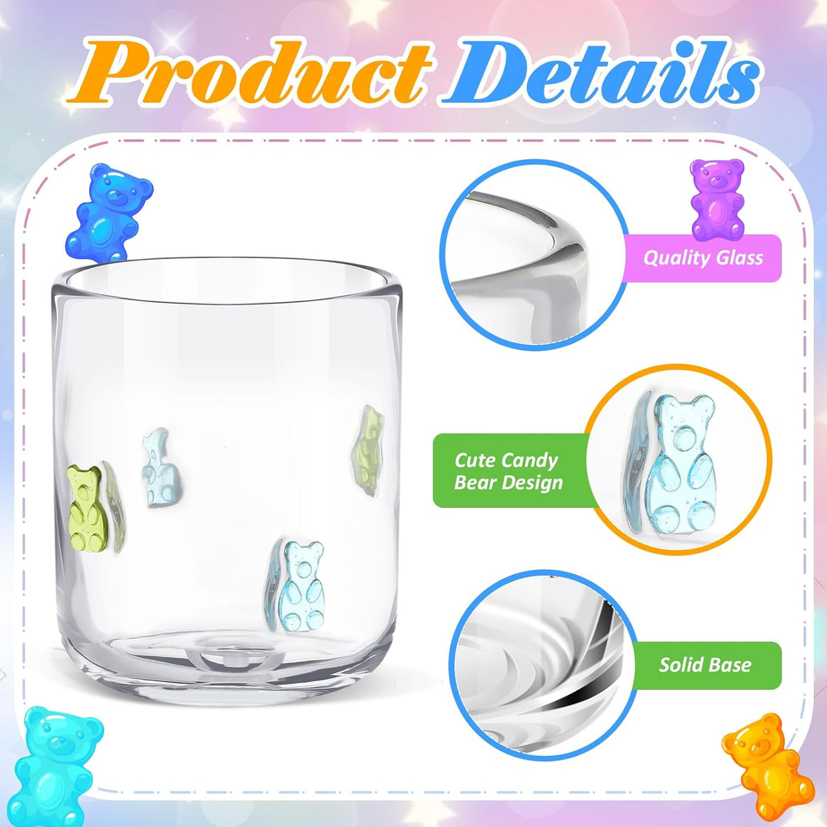 SiliFine 2 Pcs Candy Bear Icon Juice Glasses