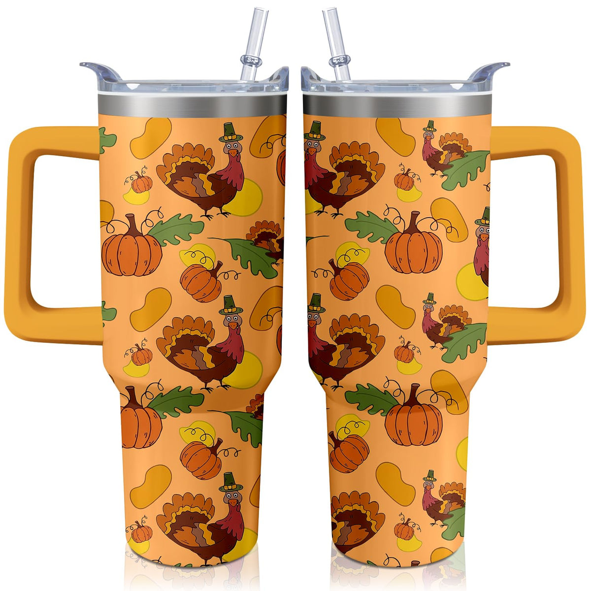 40oz Cute Pumpkin Ghost Halloween Tumbler with Handle and straw, Stainless Steel Insulated Cup, Spooky Pink Coffee Mug Water Bottle Gift