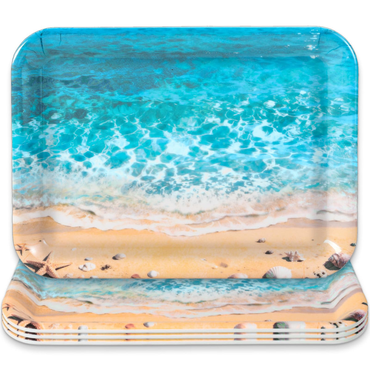 JarThenaAMCS 3Pcs Cartoon Sponge Serving Trays Under the Sea Flower Bubble Reusable Serving Dishes Melamine Platter Party Decoration for Ocean Birthday Party Sharing Snacks Fruit Dessert, 13 x 10 Inch