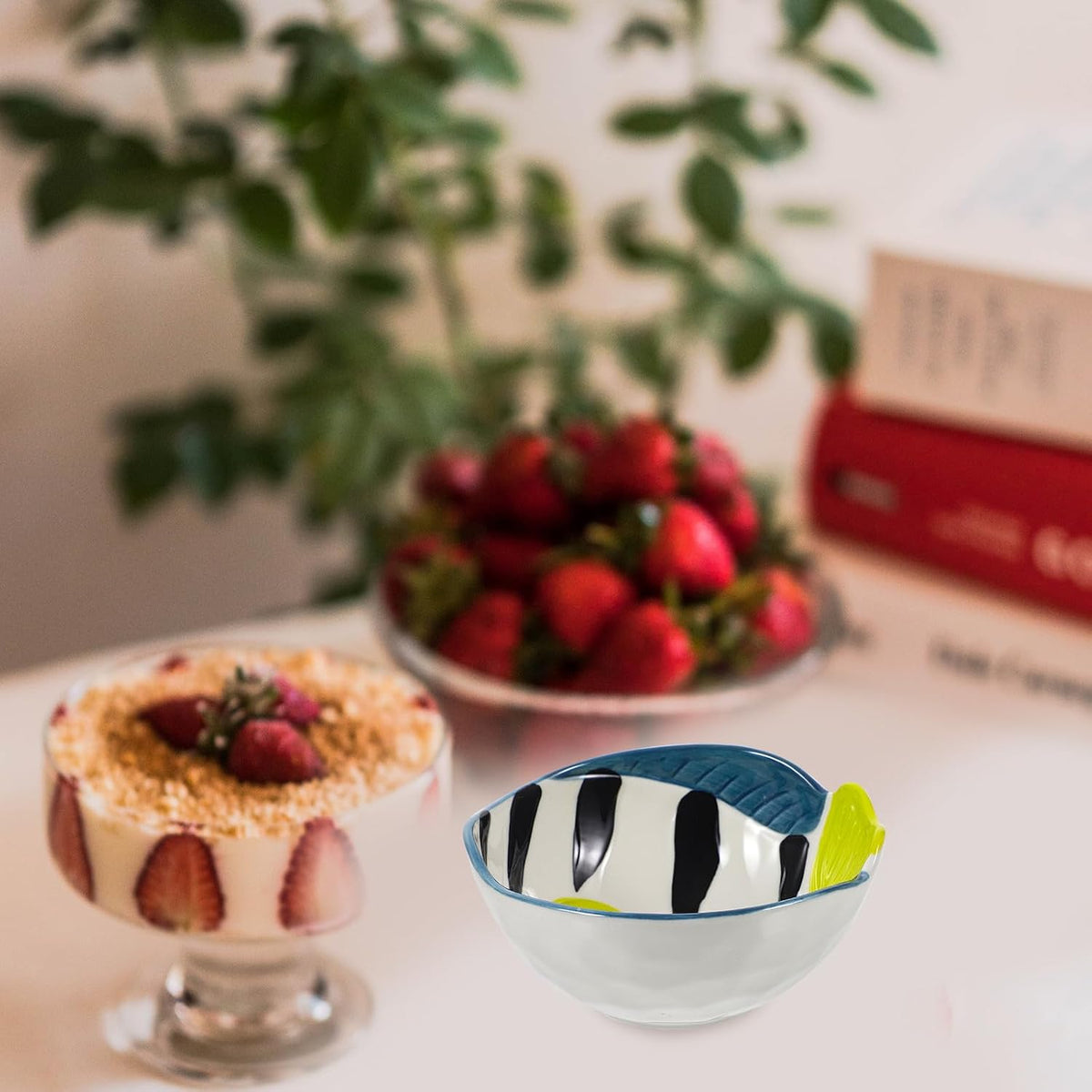 Ceramic Snack Bowl Fish Shaped for Dips and Sauces