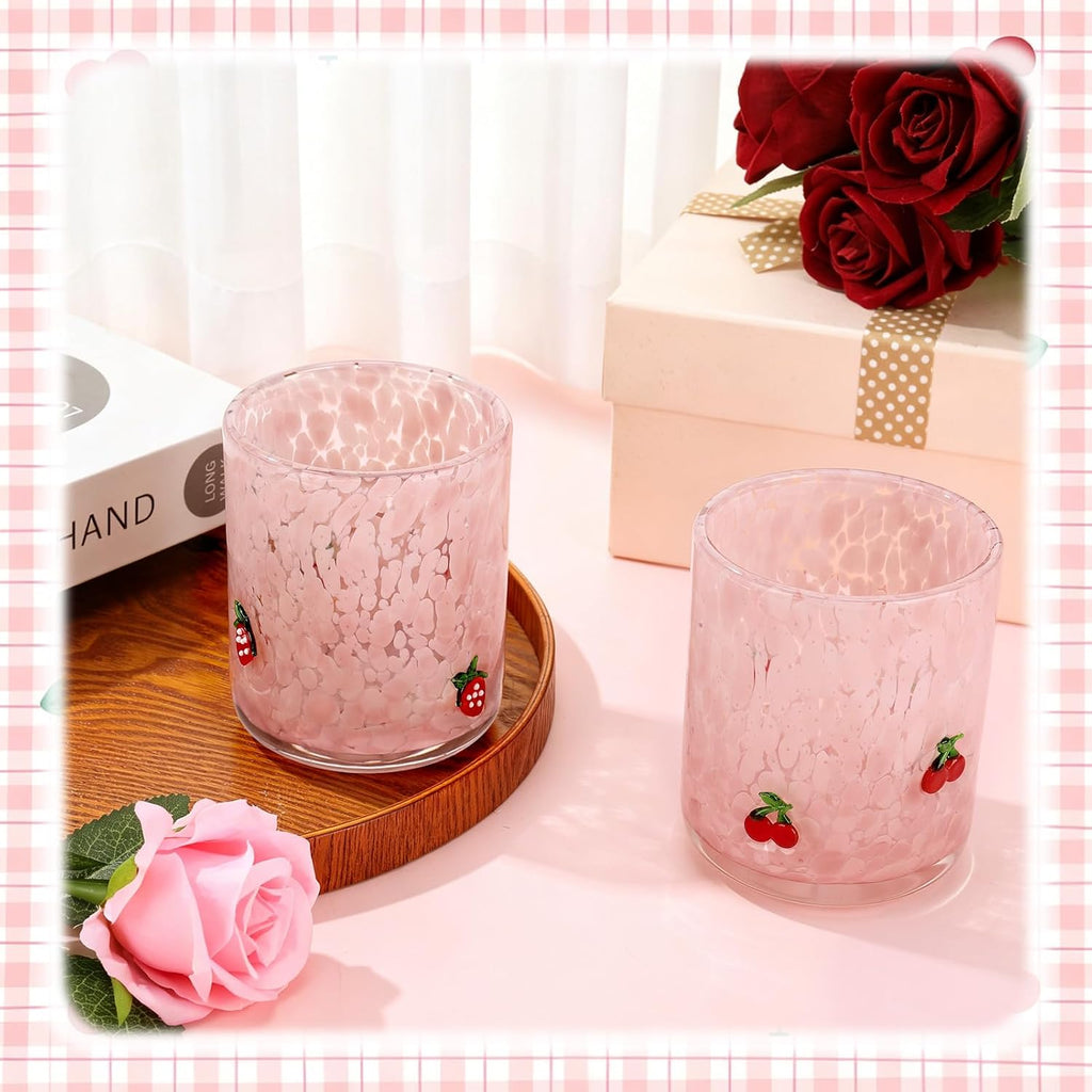 2 Pcs 14 oz Strawberry Cherry Icon Juice Glass Fruit Party Supplies