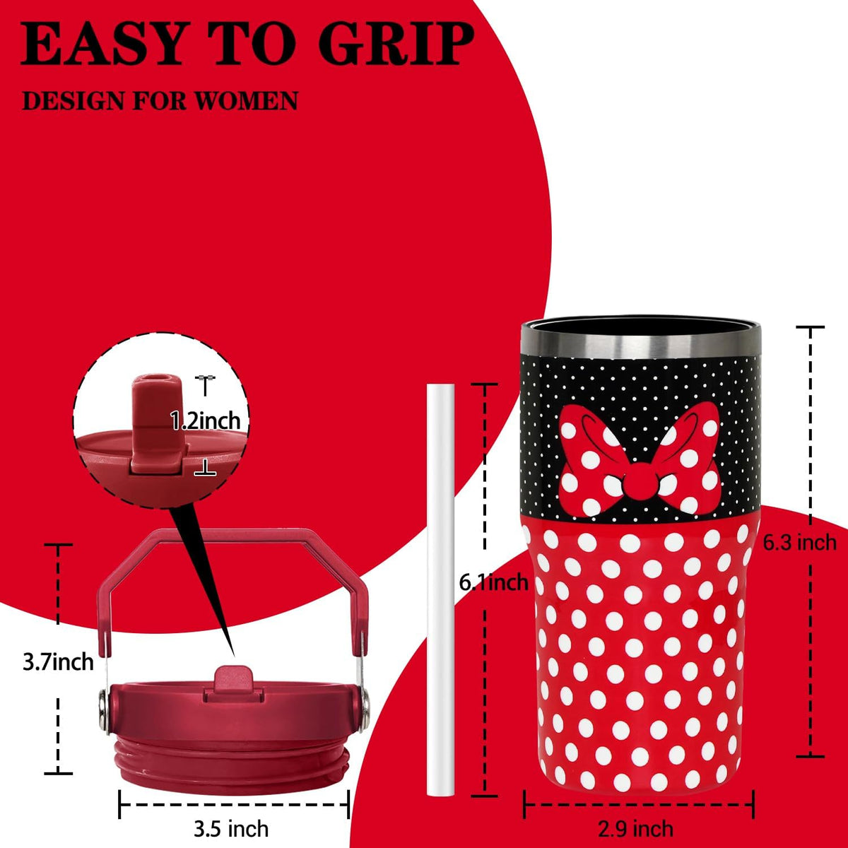 Cartoon Mouse Tumbler 20 Oz With Lid&Flip Straw Bowknot Cup