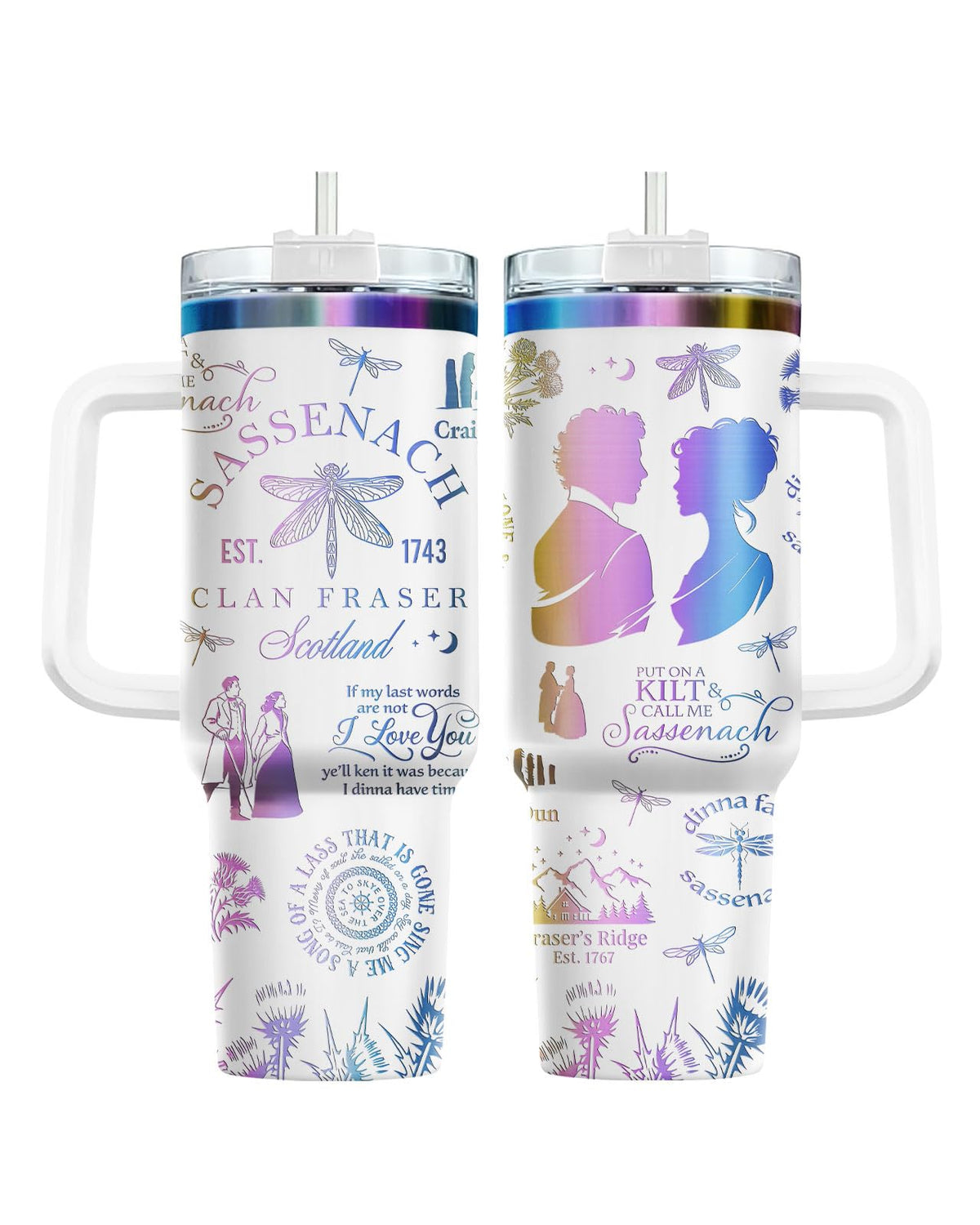 Movie Cartoon Dog Tumbler 40oz with Handle & Straw