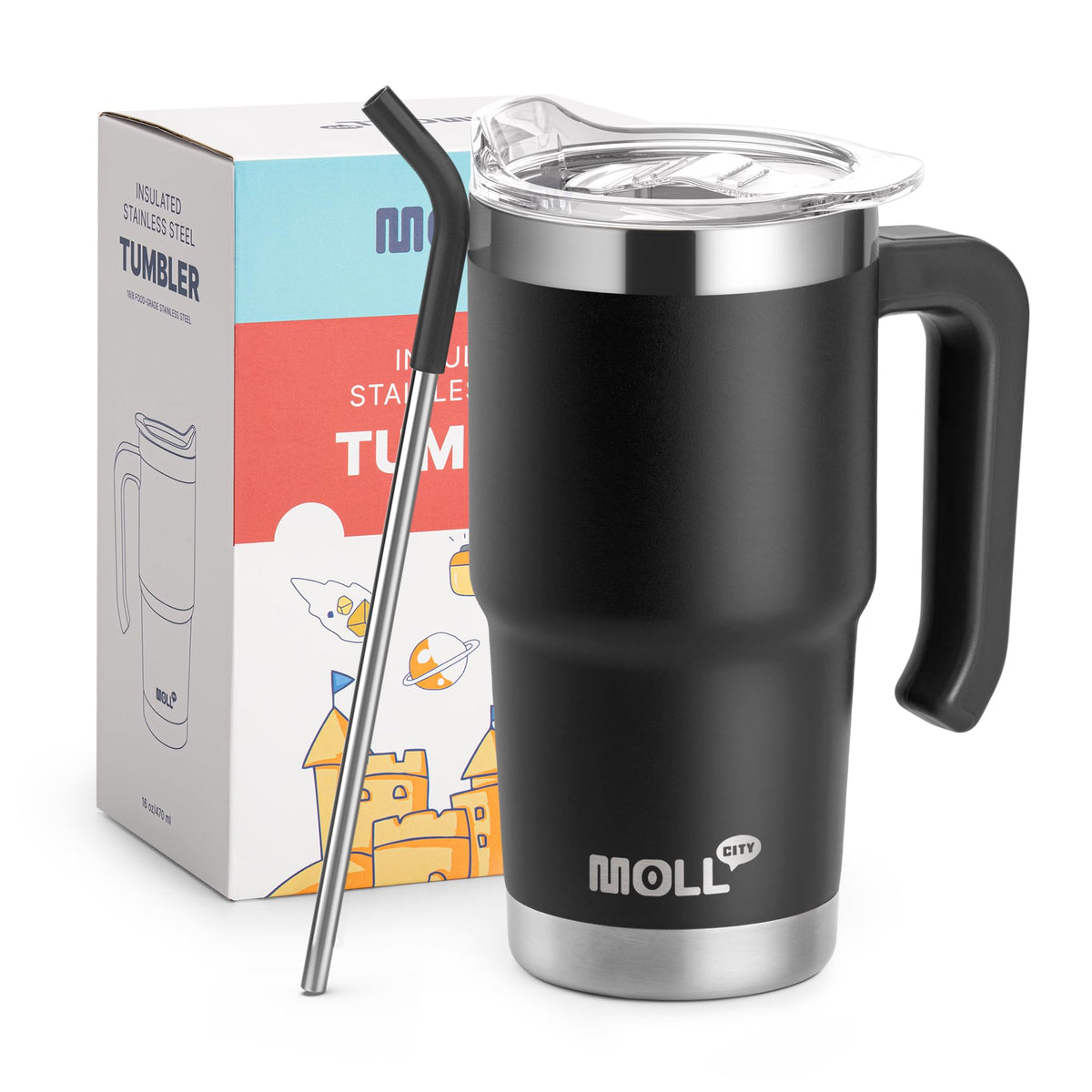 Kids 16 oz Tumbler with Handle, Stainless Steel Vacuum Insulated Water Cup